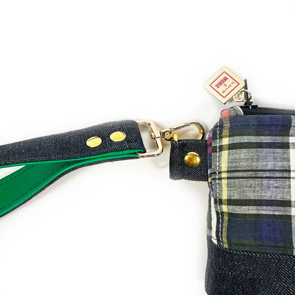 Baily Denim & Plaid Wristlet