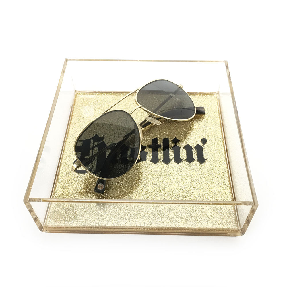Hustln' Glitter Hand Poured Resin Tray