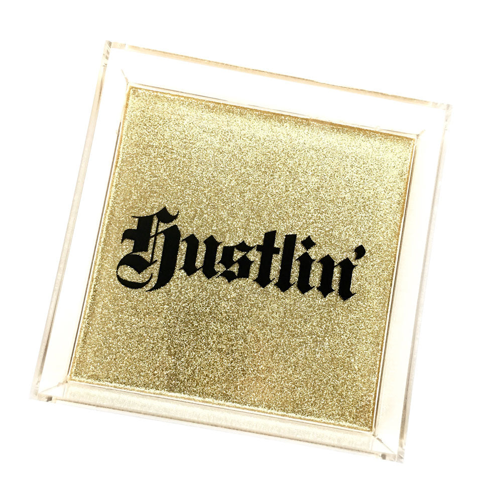 Hustln' Glitter Hand Poured Resin Tray