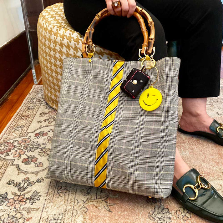 suit and tie plaid tote bag 