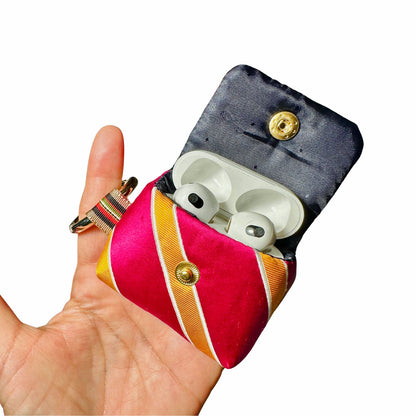 Jacqueline Pink & Orange Striped AirPod Case