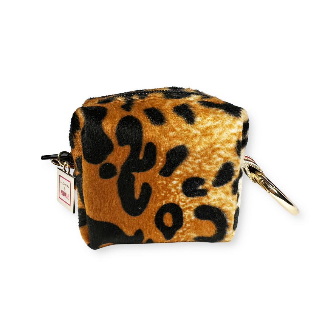 Sloane Fuzzy Leopard Mini Mini Clip-on Bag