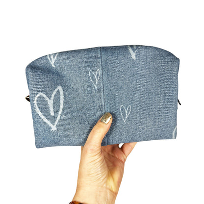 Vida Heart Denim Midi Boxie Bag