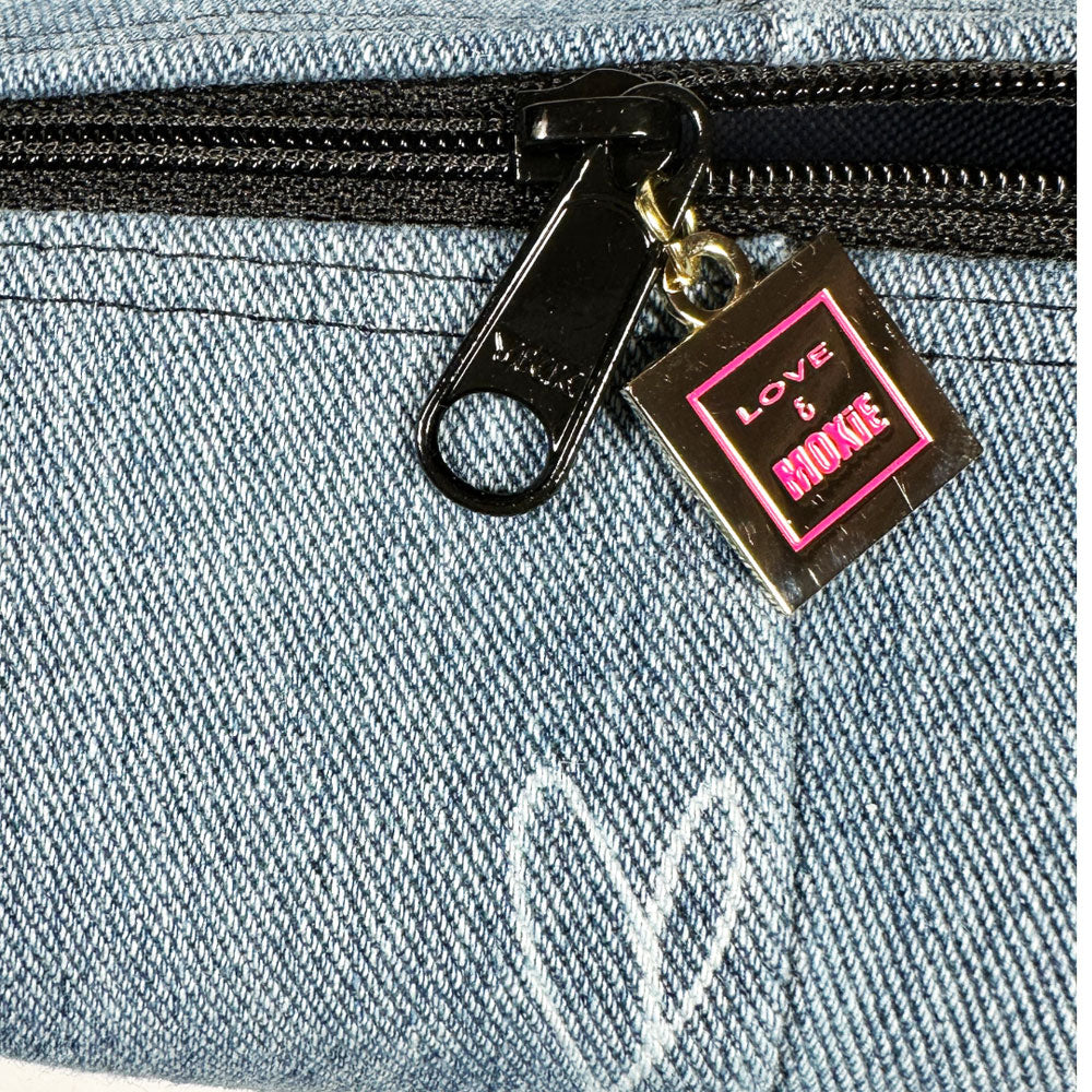 Vida Heart Denim Midi Boxie Bag