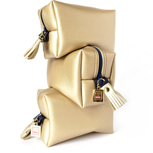 gold vegan leather boxy bag by Love & Moxie