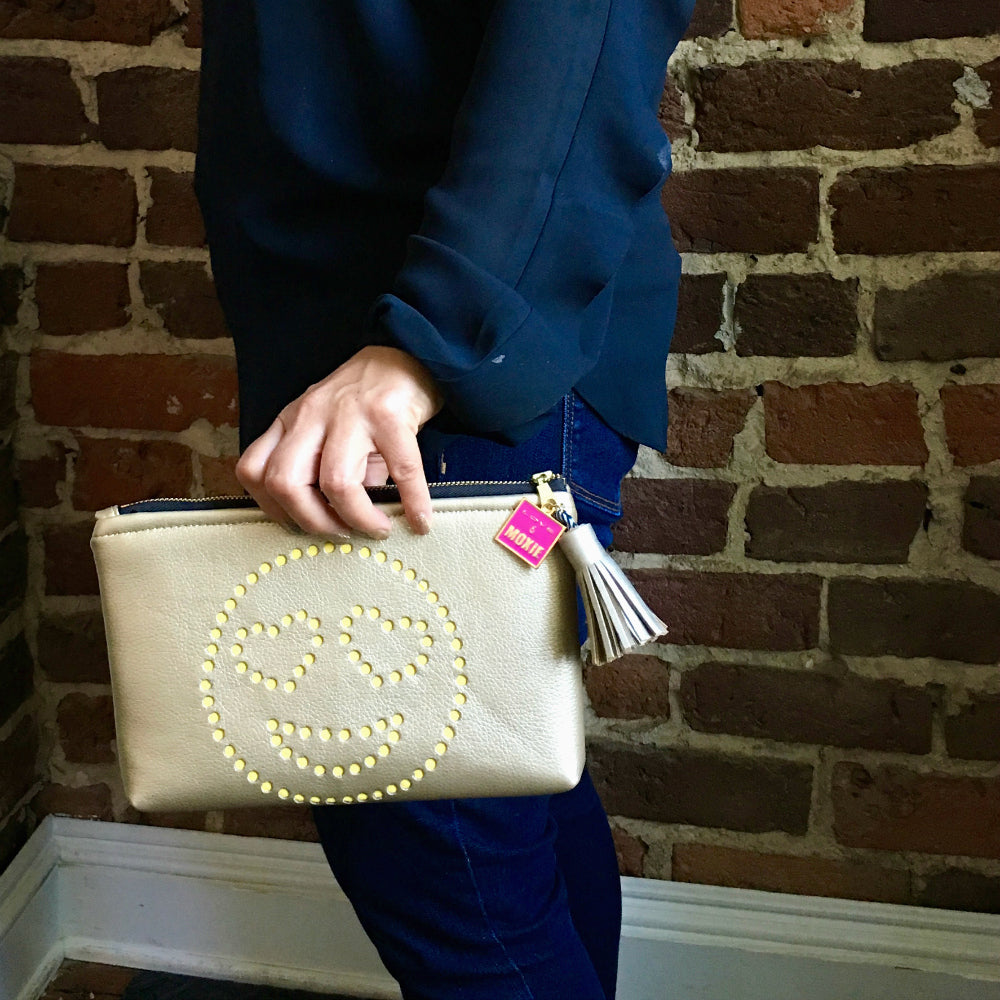 heart-eye emoji purse clutch bag