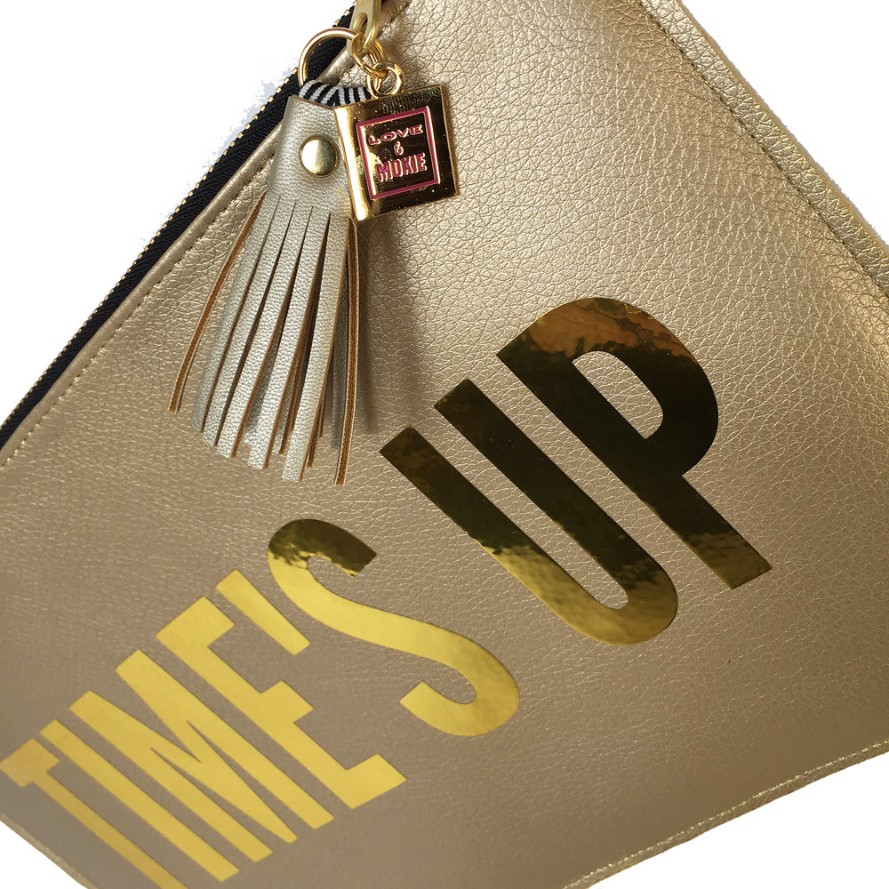 times up gold clutch purse bag